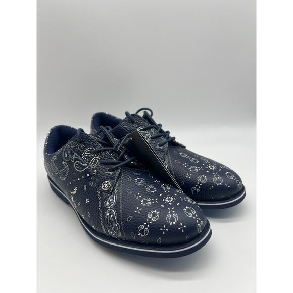 G/FORE Bandana Gallivanter Golf Shoes Navy Twilight Pebble Leather Size 7.5 - Picture 11 of 16